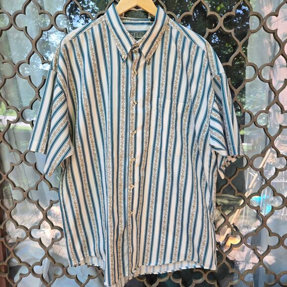 Loafers by Reed St James Mens Vintage Country Western Striped Button-Up Shirt XL - Picture 2 of 11